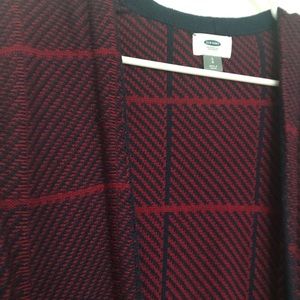 Burgundy and blue heavy weight long cardigan